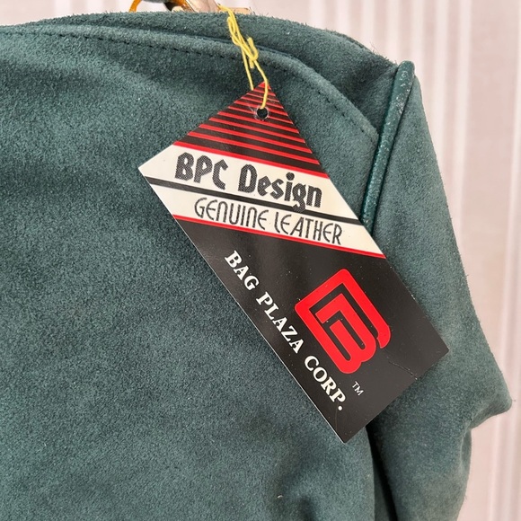 Vintage Emerald Green Suede Womens Bag Top handle detachable shoulder strap NWT - Picture 3 of 12